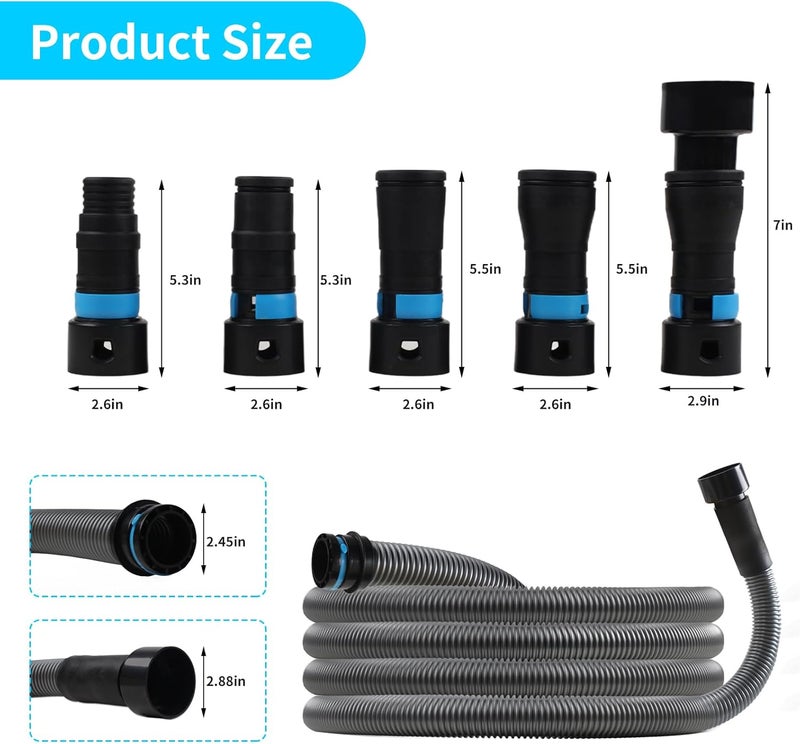 CONGKAILU Upgraded 1 1/4 Inch x 17 Ft. Dust Collection Hose for Home and Workshop Vacuums with 5 Fittings/Adapters for Multiple Brands of Power Tools and Sanders - Image 2